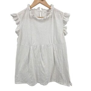 DYJY‎ Daily Journey White Ruffle Neck Sleeveless Top - Women's Size M